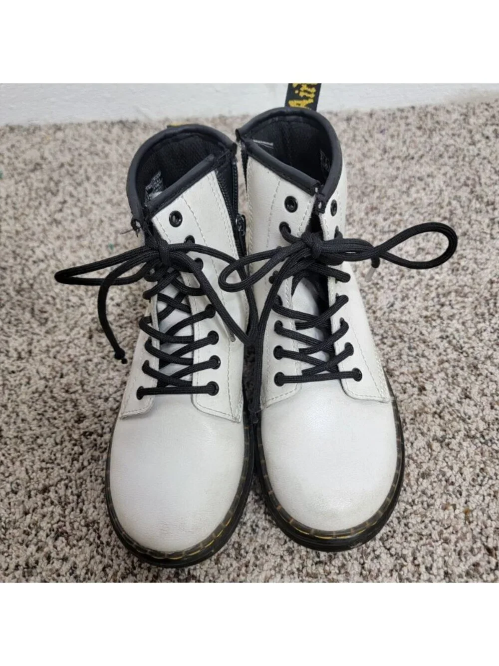 Dr. Martens Youth White Black Combat Boots US Size 1 Grunge punk emo